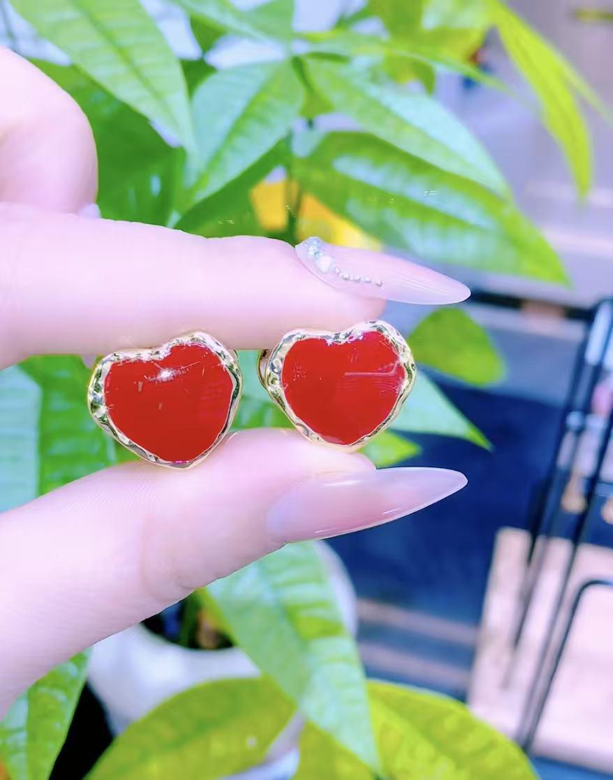 Бордовые ретро-серьги с каплями глазури для женщин