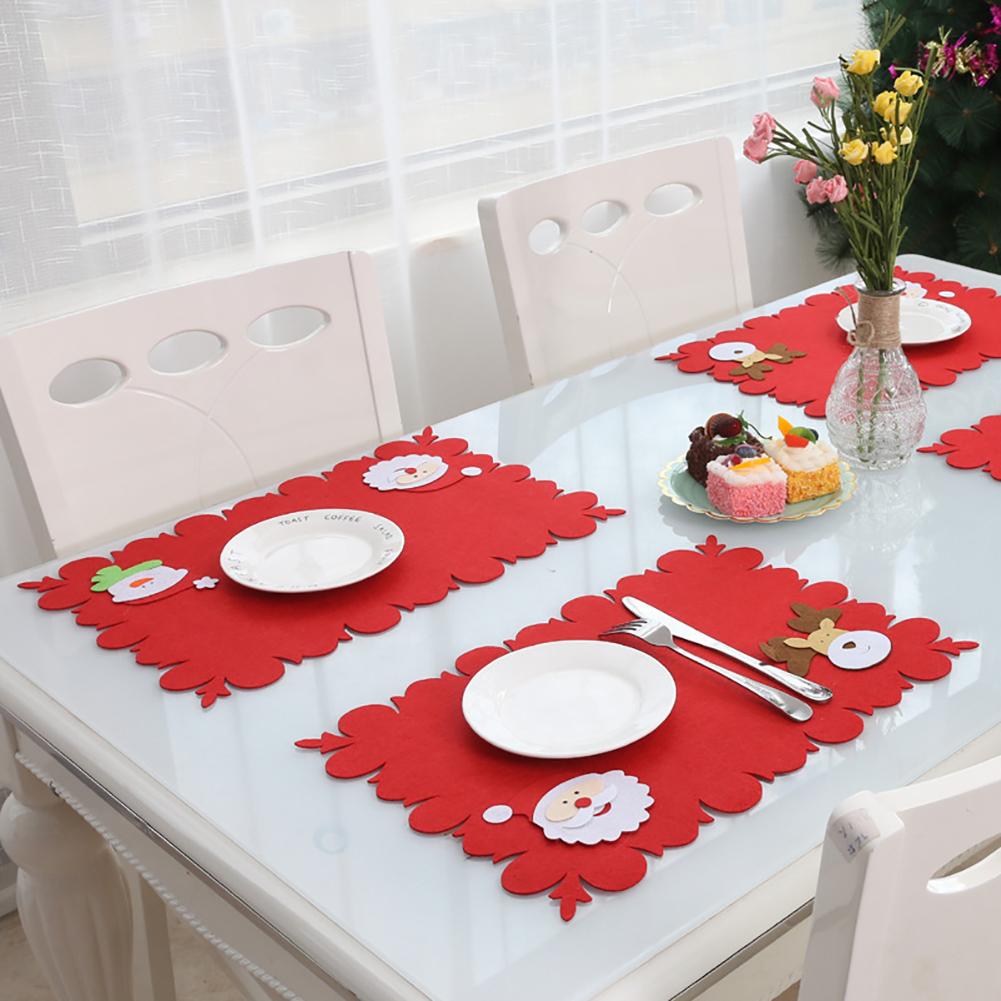 Christmas Decoration Tableware Placemat Kitchen Dinning Bowl Pad Mat Home Table Decor Accessories