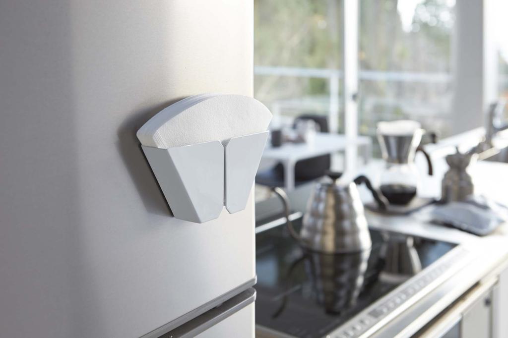 Yamazaki Magnetic Coffee Paper Filter Holder, Tower, White, 2977