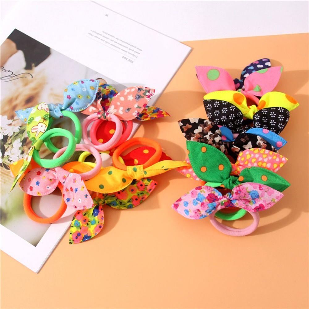 1/10PCS Hair Accessories Bunny Ears Hair Ropes Head Dress Ponytail Holder Lovely Rubber Band Women