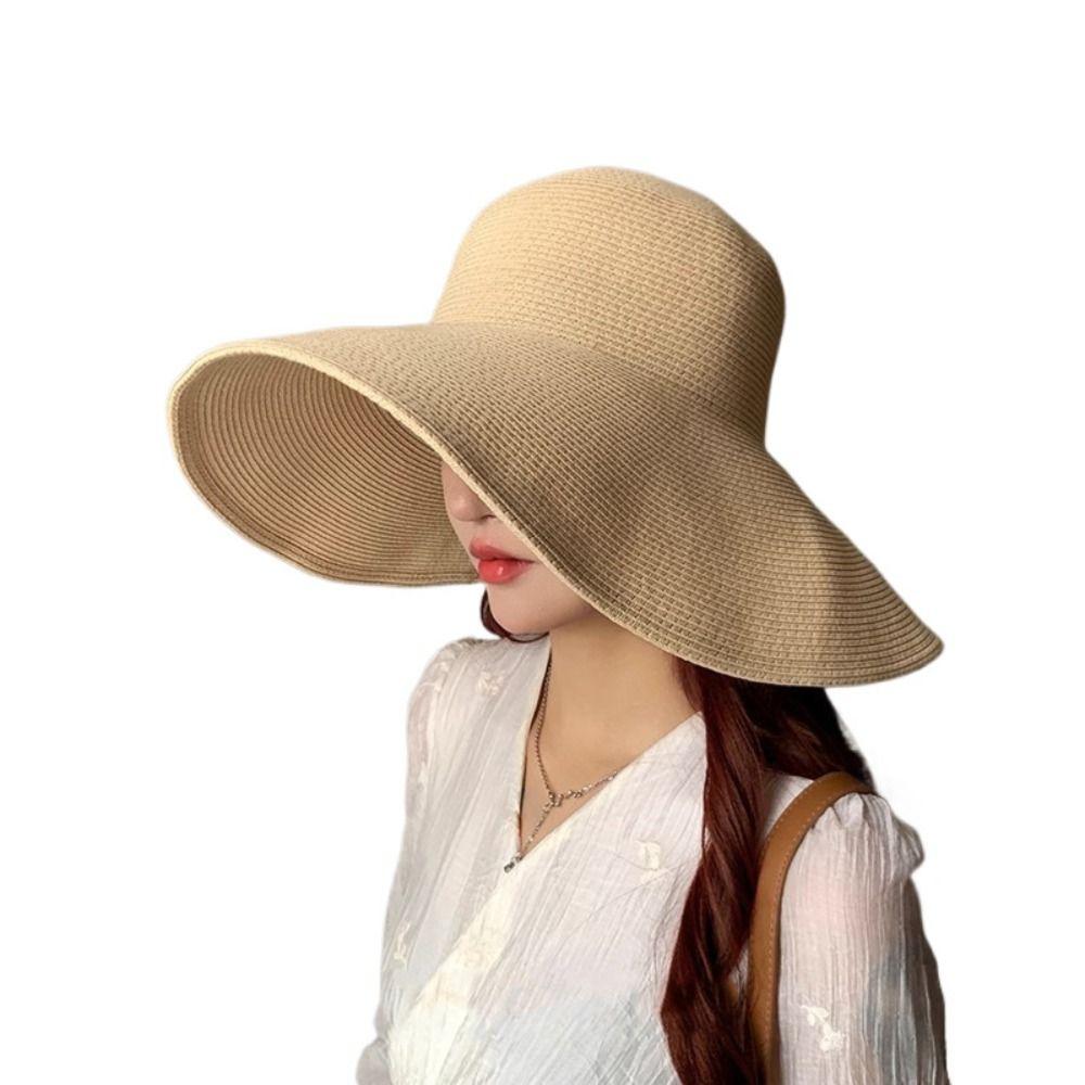 Simple Wide Brim Straw Hat Breathable UV Protection Cap Casual Women's Sun Visor Hats Summer