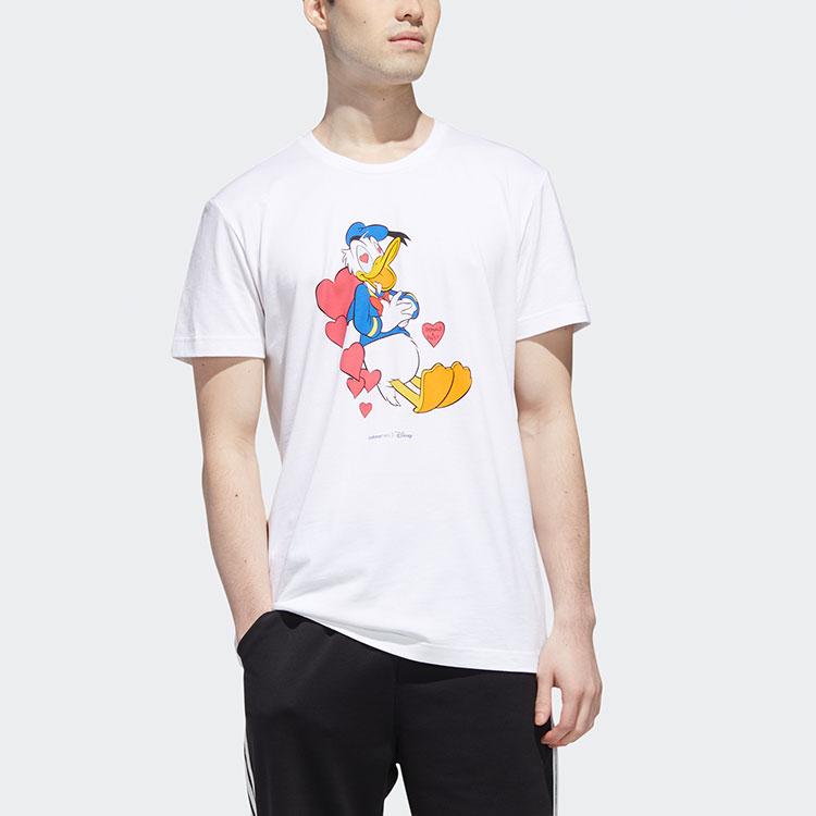 Adidas Neo Disney Donald Duck Print Casual Short Sleeve T-Shirt Men Tops White GJ5637
