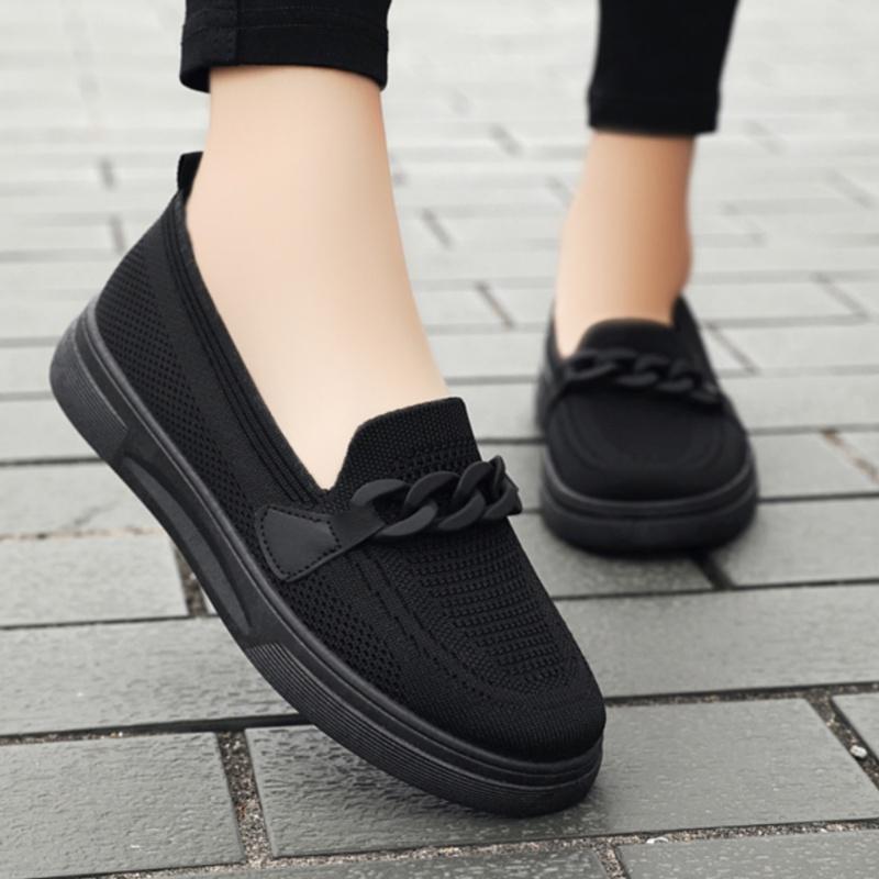 

Модные легкие повседневные туфли с цепочкой, новые туфли на плоской подошве, однотонные, простые, удобные, элегантные, женские туфли Zapatos Mujer 36