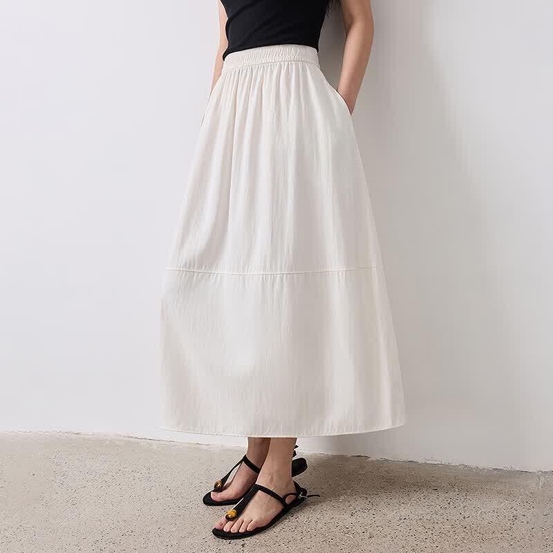 Chuyu Textured High-Waist A-Line Skirt