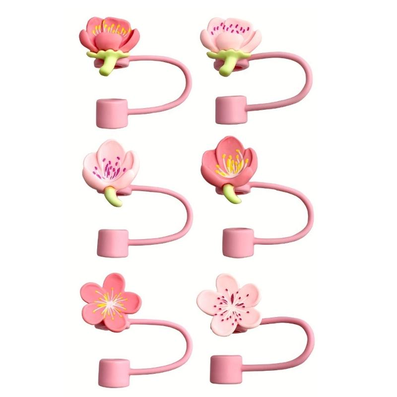 

6Pieces Flexible Silicone Straw Plug Flower Straw Tip Lid Straw Accessories Straw Lid Suitable for Travel Sports 1