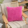 Winter New Imitation Rabbit Fur Pillow Cover Solid Color Grid Splicing Jacquard Plush Square Cushion Cover White Soft Pillowcase