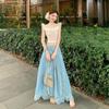 2026 Summer Women's Sweet One-Shoulder Slim Top & High Waist Long Skirt Set