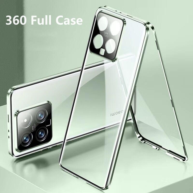 360 Full Cover For Xiaomi 14 Pro Case Double Sided Magnetic Adsorption Metal Case For Xiaomi Mi 14 14Pro 5G Protection Bumper