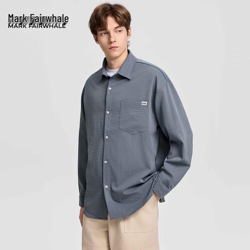 Mark Fairwhale Men's Casual Long Sleeve Solid Shirt