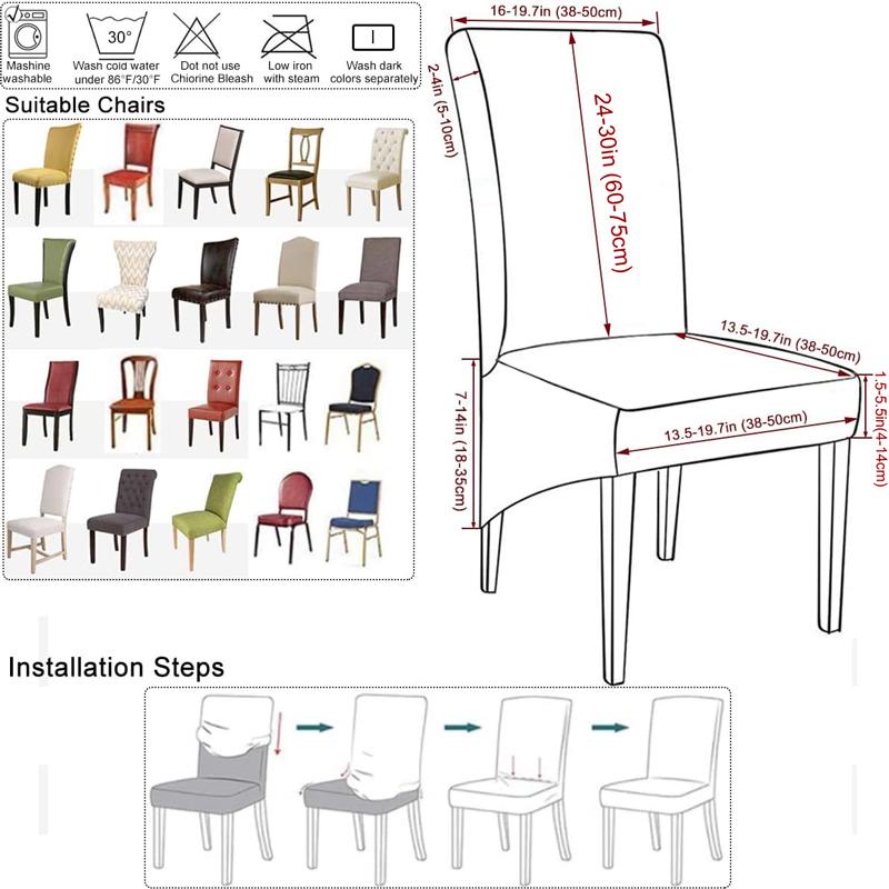 Waterproof High Back(60-75cm), XL Size Solid Chair Covers Stretch for Dining Room Wedding Party Home Decor Case Chair Protector