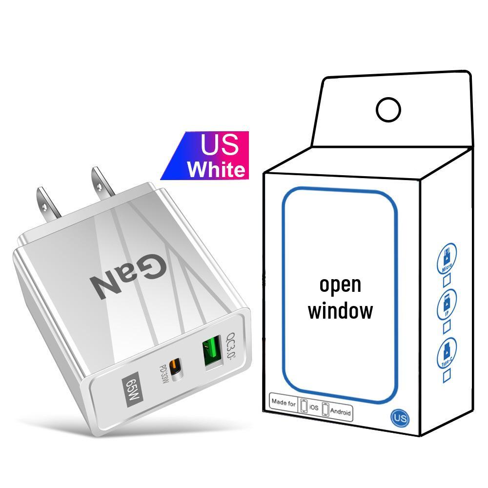 33W GaN USB Fast Charger with QC 3.0 & PD for Mobile Phones - US/EU/UK