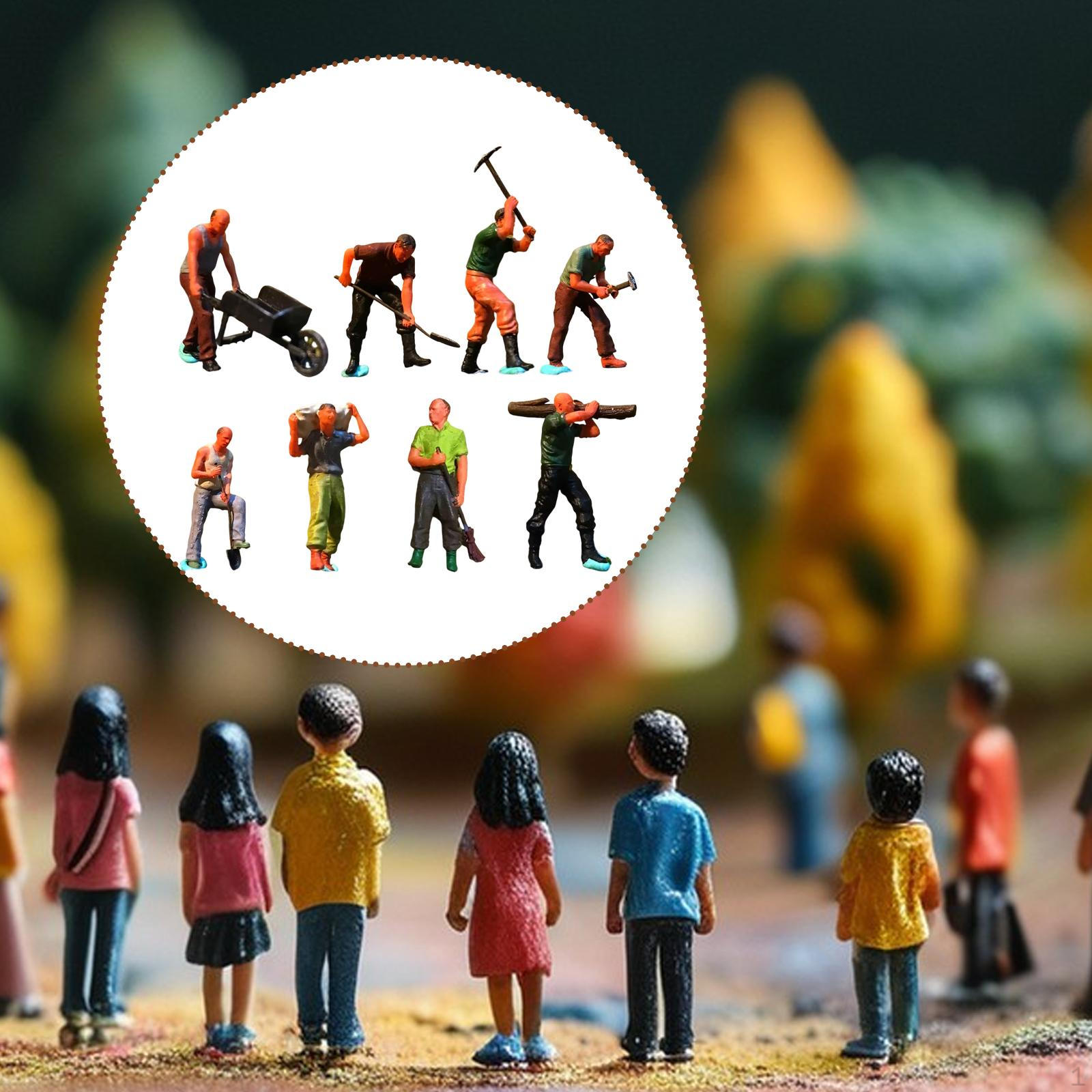 

8Pcs 1:64 Scale Worker People Figure Tiny Resin Miniature Figurines for Diorama DIY Scenery