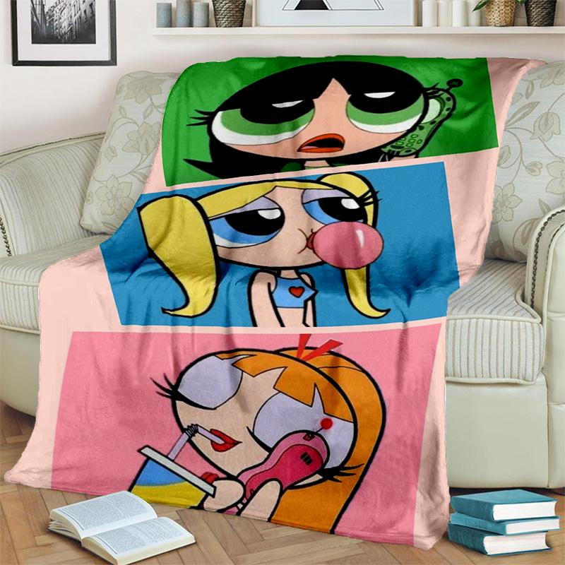 Cute P-Powerpuff Girl Cartoon Blanket,Soft Throw Blanket for Home Bedroom Bed Sofa Picnic Travel Office Rest Cover Blanket Kids