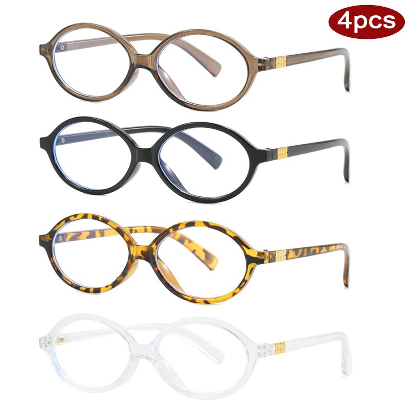 4pcs Fashion Female Small Oval Clear Lenses Glasses Frames Women Anti Blue Light Glasses Frame Trendy Multi Color Eyewear