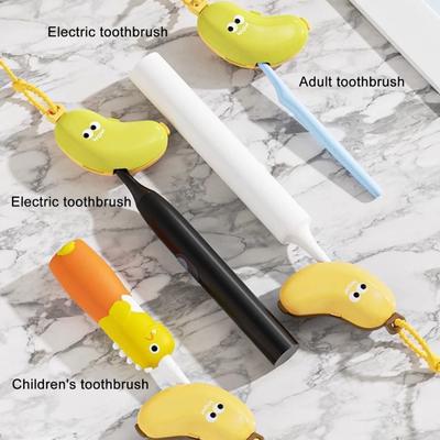 Yousheng 2 Pezzi Divertente Coprispazzolino a Forma di Banana Compatto Portatile Coprispazzolino Protettivo con Dispenser di Dentifricio Custodia da Viaggio