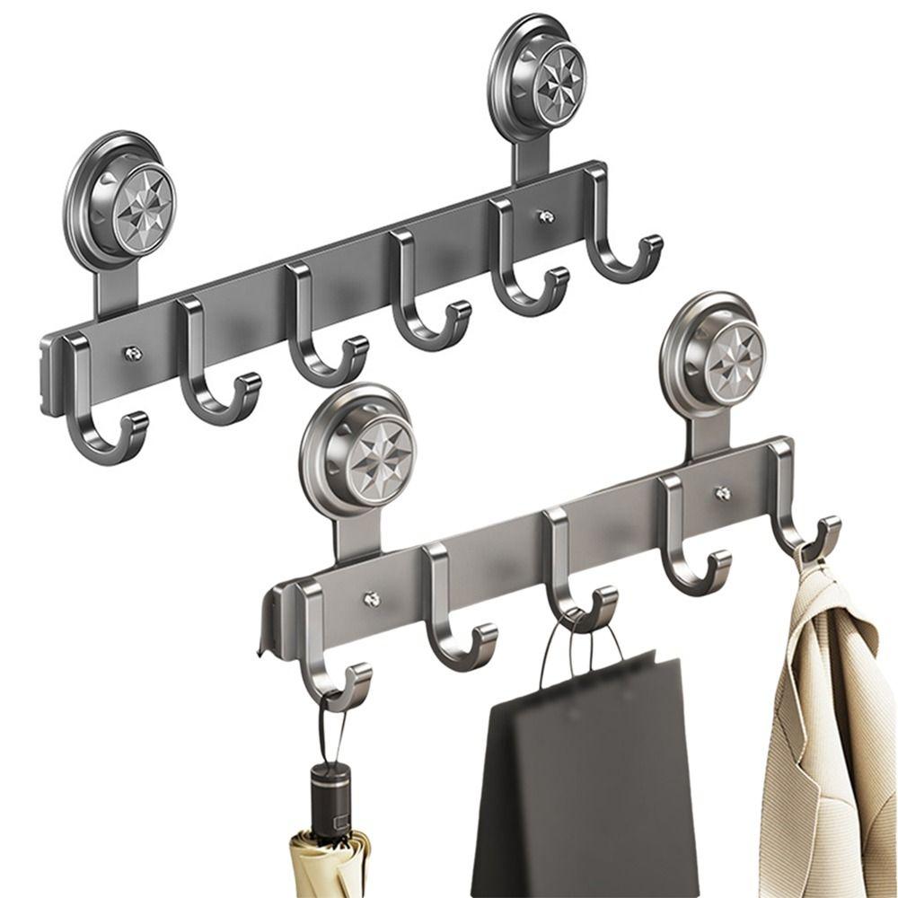 Wall Mounted Suction Cup Door Hook 4/5/6/7/8 Hook Hanging Coat Holder Wall Clothes Hanger  Bathroom