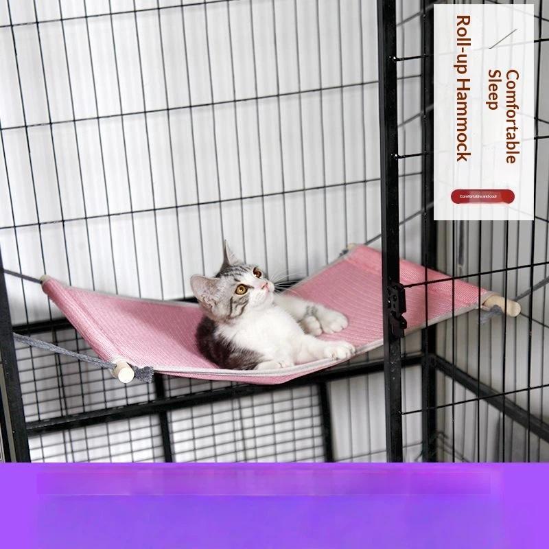 Cat Hammock Bed Breathable Mesh Hanging Pet Bed Removable Washable Design For Cat Cage Rest Summer Use