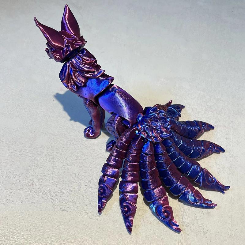 3D Printed Multi-joint Movable Model Nine-tailed Fox, Home Decoration, Children's Birthday Gift Toy