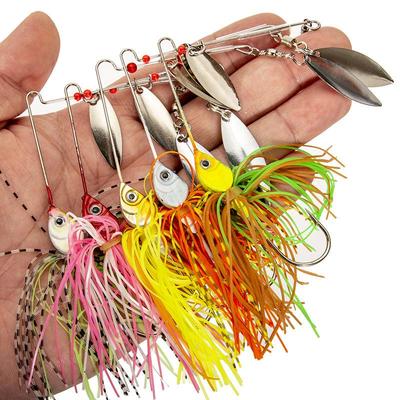 Anti-Snagging Rotating Spinnerbait JIG Whisker Man Long-Cast Lure with Bionic Lead Head and Artificial Fish Bait