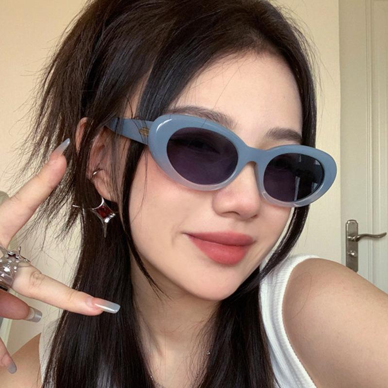 Y2K Sunglasses Vintage Small Frame Glasses Men Women Oval Oval Sweet Cool Hot Girls Sun Eye Glasses