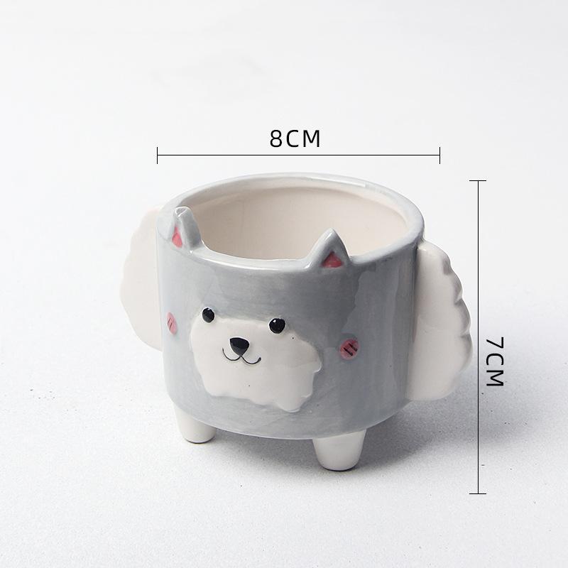 

Креативный мультяшный пес керамический цветочный горшок растение кактус горшечный цветочный горшок абстрактная ваза для животных поделки настольное украшение для гостиной