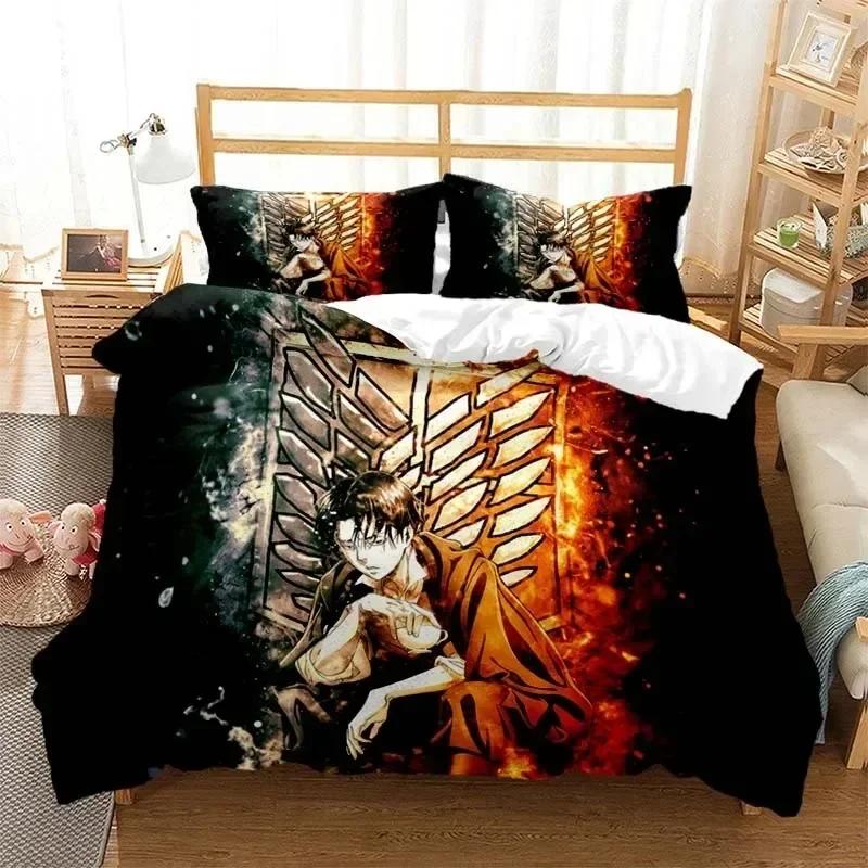

3D Printed Attack On Titan Aot Bedding Set Anime Eren Yeager Duvet Cover Double Twin Full Queen King Adult Kids Bedclothes Quilt 70x133cm 2pcs