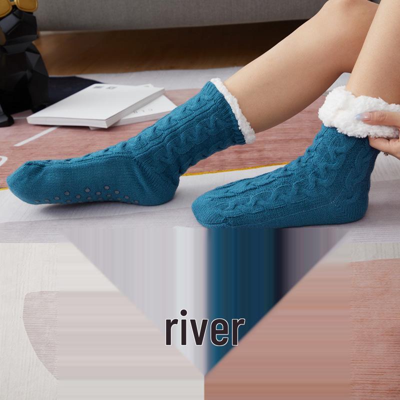 Women's Winter Velvet Mid-Tube Floor Sleep Socks - Home, Postpartum, Christmas, and Autumn Snow Slippers