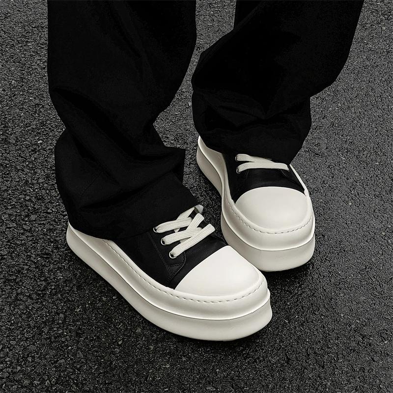 2025 British Style Chunky Sole Sneakers Men Oxford-Inspired Platform Shoes 38-46 Casual Shoes with Cushion Insole for Streetwear