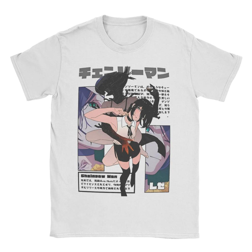 Chainsaw Man Reze T-Shirts Men Women Anime Manga Funny Cotton Tee Shirt O Neck Short Sleeve T Shirts Party Clothes