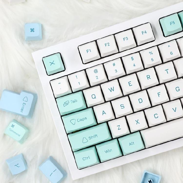 137PCS XDA PBT Keycaps with Heat Sublimated  Ice Mint Theme for Mechanical Keyboard Enthusiasts