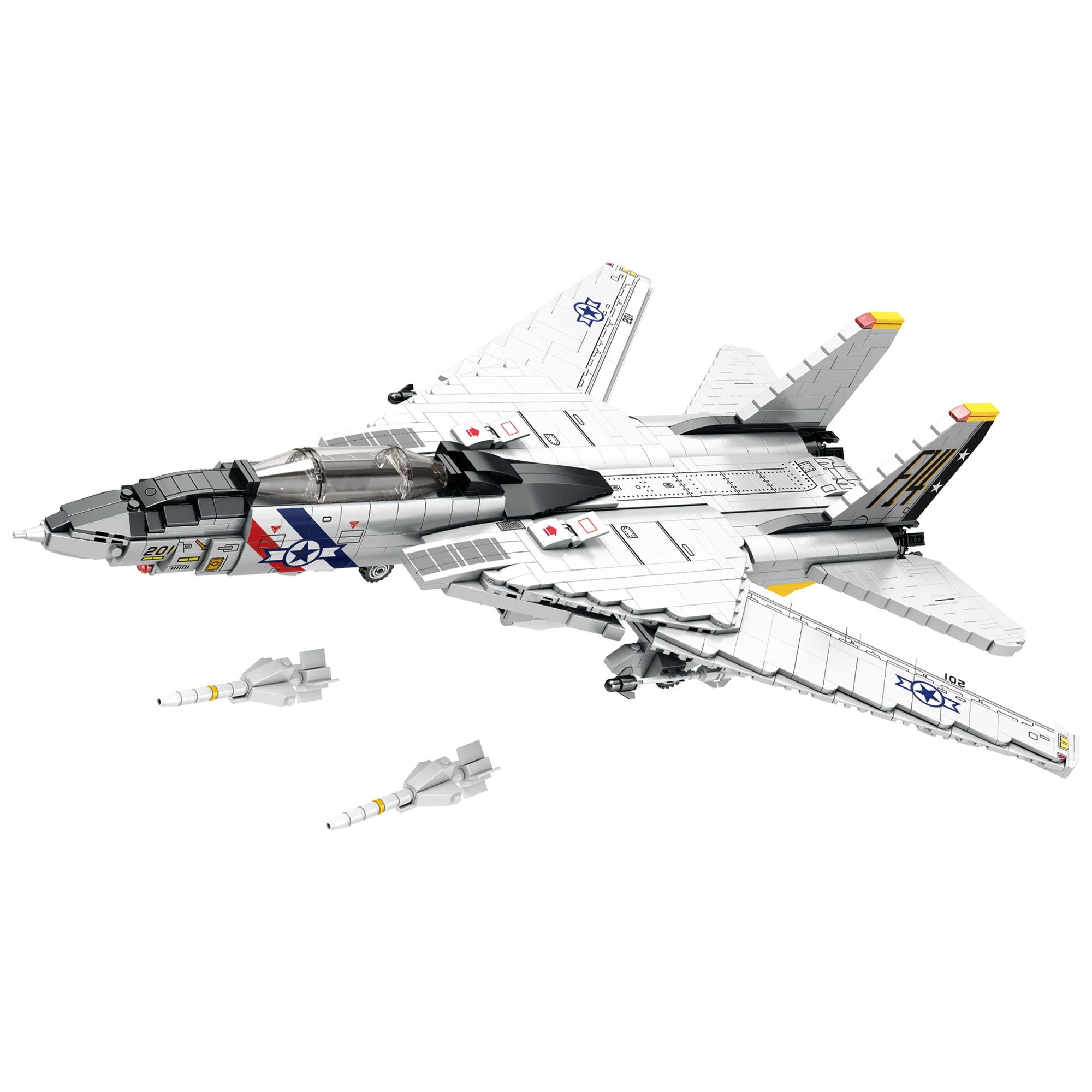 

1443PCS Military Tomcat F14 Fighter Aircraft Building Blocks MOC Carrier-Base Fighter Model Bricks Set Holiday Gifts Kids Toys