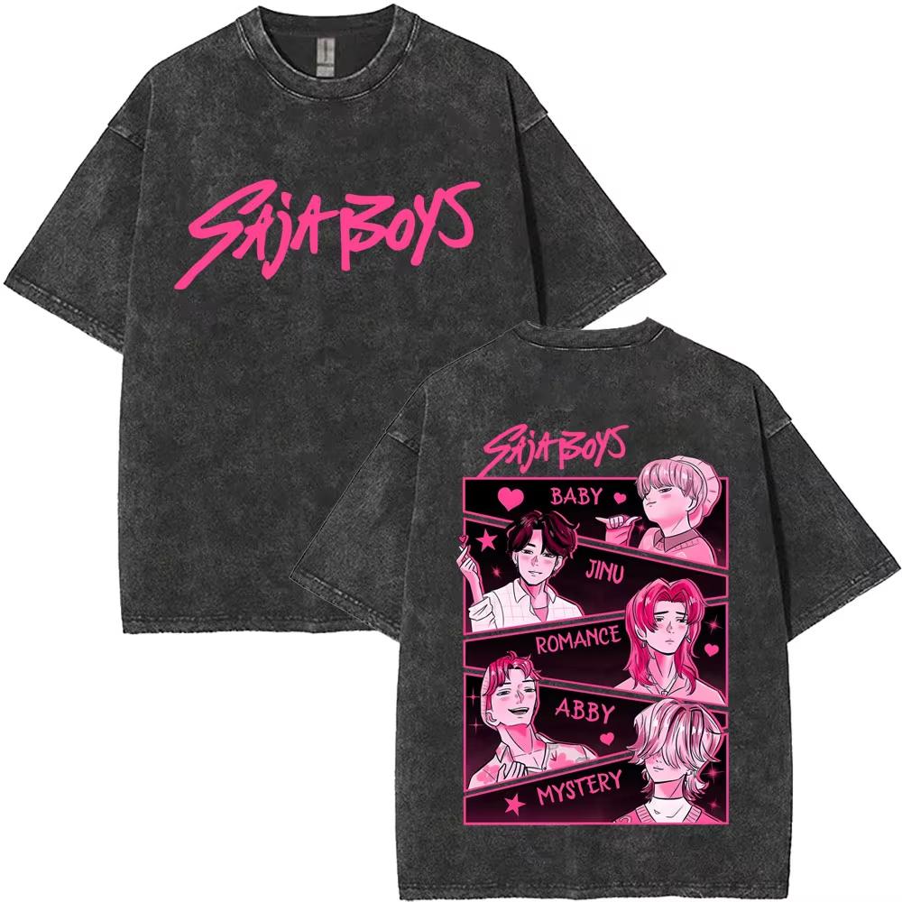 Sprana Koszulka Vintage Filmowa KPop Demon Hunters Kawaii Rumi Mira Zoey Nadruk Koszulki Męskie Damskie Czysta Bawełna Top