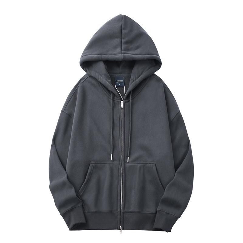 Men's American Heavyweight Velvet Jacket - Fleece Lined, Thick, Warm, Zip-Up, Hooded Sweatshirt for Autumn/Winter