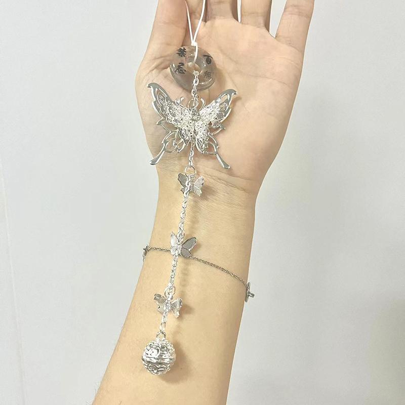 Chinese Style Butterfly Charm Phone Chain Blessing Luky Buckle Bell Pendant Sweet Cool Keychain Bag Hangings For Women Girl Gift