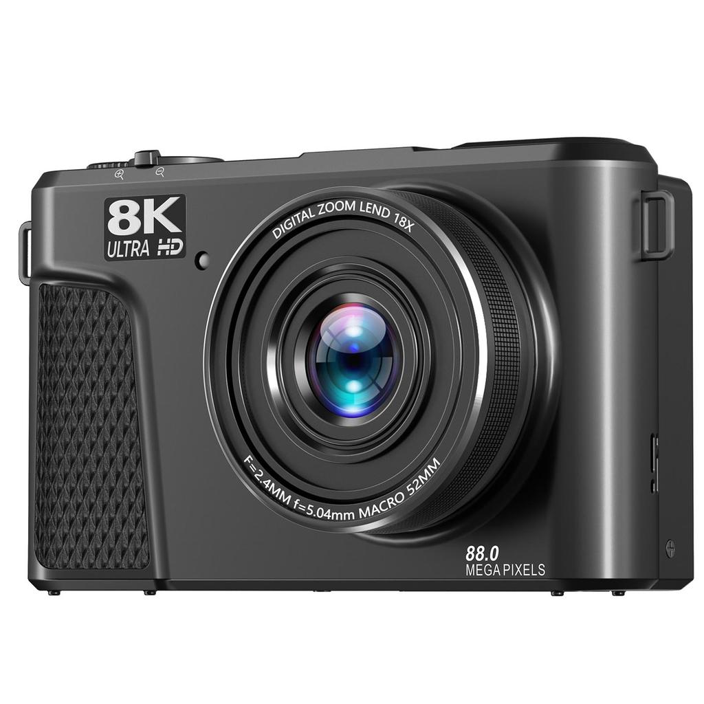 Digital Camera 8K 88MP 18x Zoom Autofocus WiFi Travel Camera with 3 Inch Flip Screen Multiple Filters Fill Light for