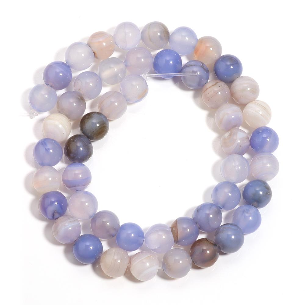 Natural Agates Stone Beads 6/8/10mm Sky Blue Round Loose Spacer Beads For Jewelry Making DIY Crafts Bracelets Necklace Supplies