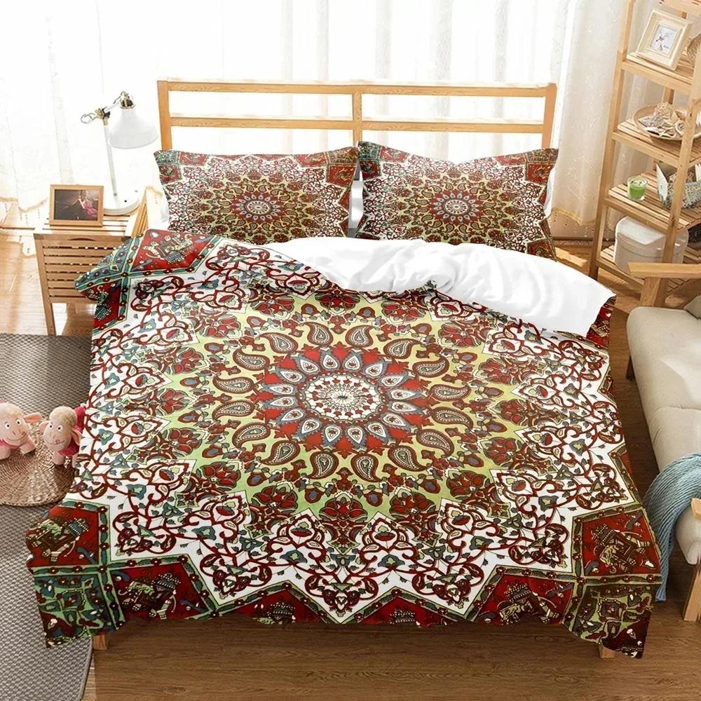 Mandala Flower Bedding Set Bohemia Elephant 3D Duvet Cover Sets Comforter Quilts Queen And King Size + 1-2Pc Pillowcase Textile