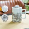 Changnan Jingdezhen Master Crafted Ceramic Mug with Lid, Tea Infuser, Office Executive Cup, Large Capacity Teacup