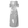 Women's Large Size Short Sleeve Fashion Print Round Neck Strapless Irregular Hem Dress