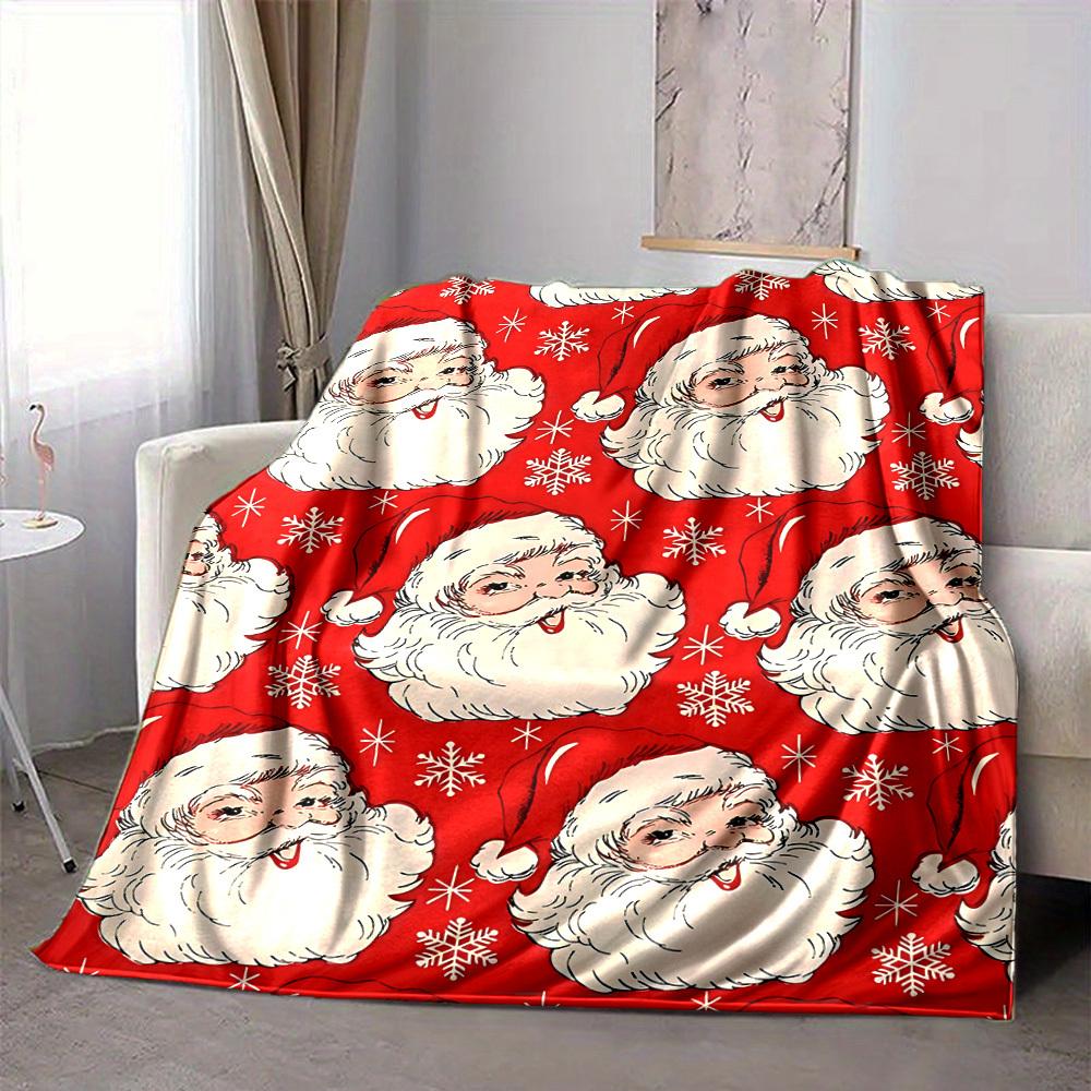 1pc Santa Claus Design Blanket Warm, Cozy, And Soft, Suitable for Sofas, Beds, Cars, And Office Use.Perfect for Camping And Travel, Making It a Great