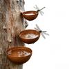 3Pcs/Set Metal Bird Baths Retro Wall Mounted Bird Bath 6cm 8cm 10cm Wild Bird Bath Feeder for Garden Backyard Outdoor Decor