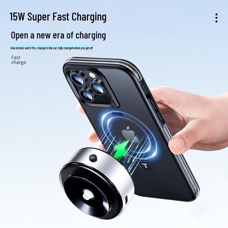 

8Q Magnetic Wireless Charging Car Phone Holder with Double-Sided Suction Cup срібний