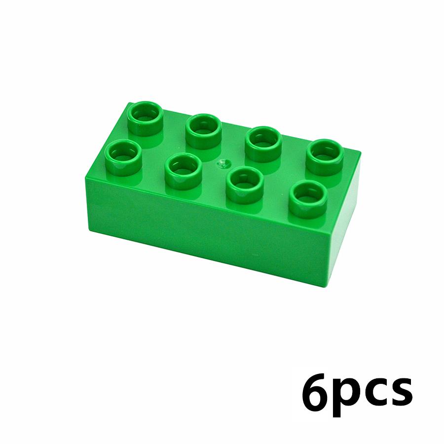6Pcs 2x4 Dots Big Size Brick Thick Building Blocks 2*4 Classic Educational Part Accessories MOC Compatible Large Toy Kid Duploes