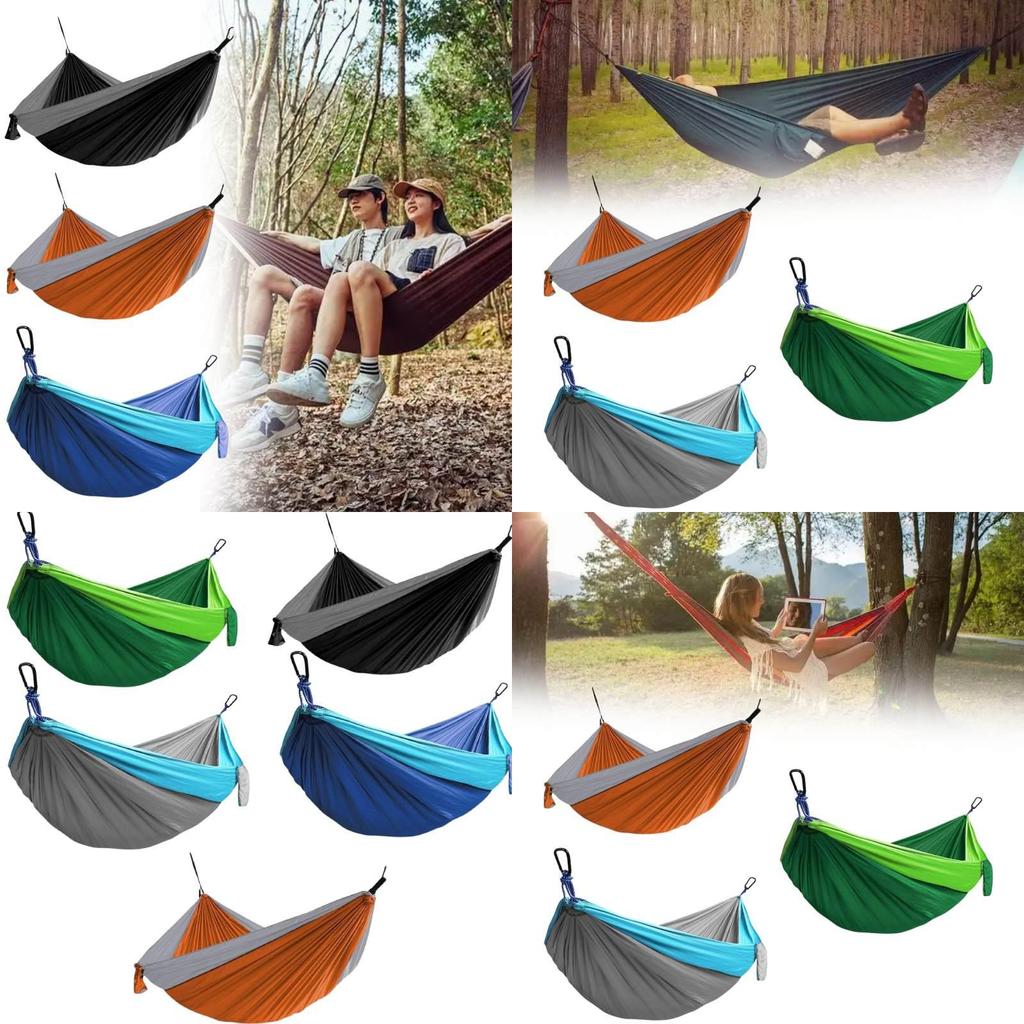 Double Nylon Hammock With Parachute Fabric For Outdoor Camping And Portable Use