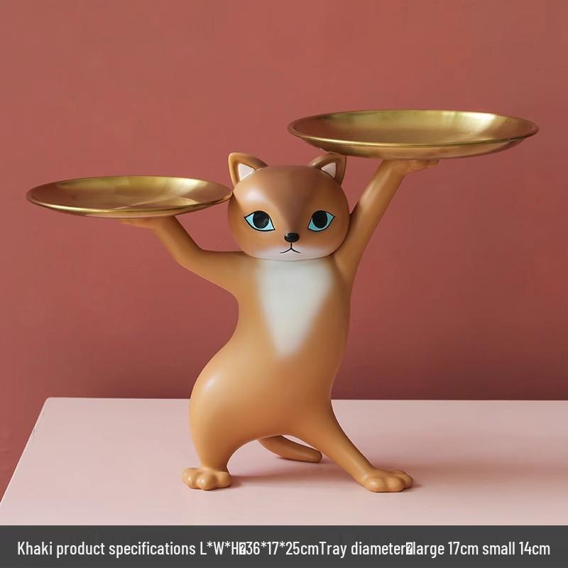 Creative Cat Sand Sculpture Tray: Cartoon Key Storage & Ornament for Living Room or Entrance, Perfect Housewarming Gift