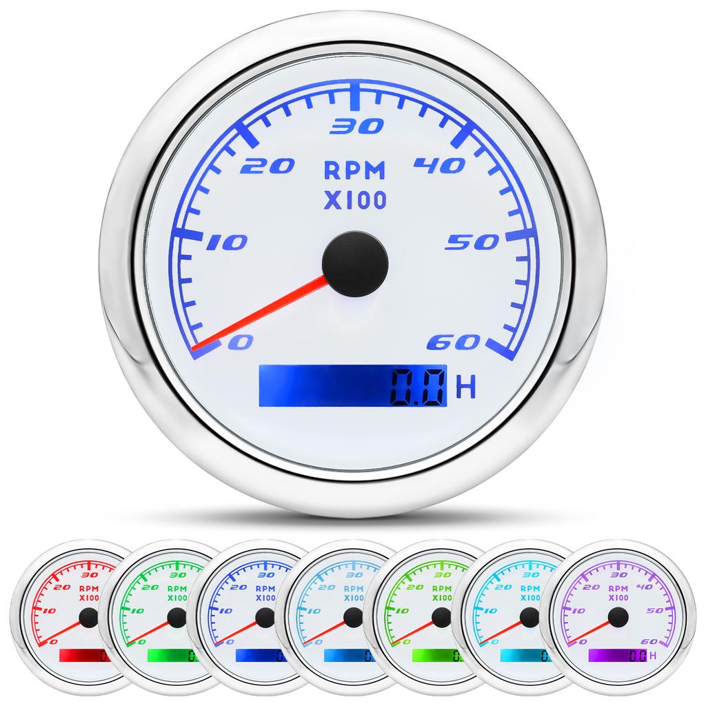 85mm Auto Tachometer 6000 RPM 8000 RPM Meter Waterproof Marine Tacho Gauge Sensor Boat rpm Diesel Engine Tachometer 9-32V