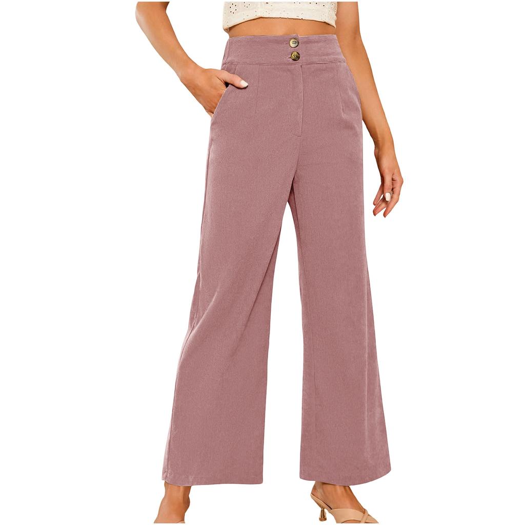 Women's Corduroy Pants Casual Women's Color Corduroy Loose Straight Pants