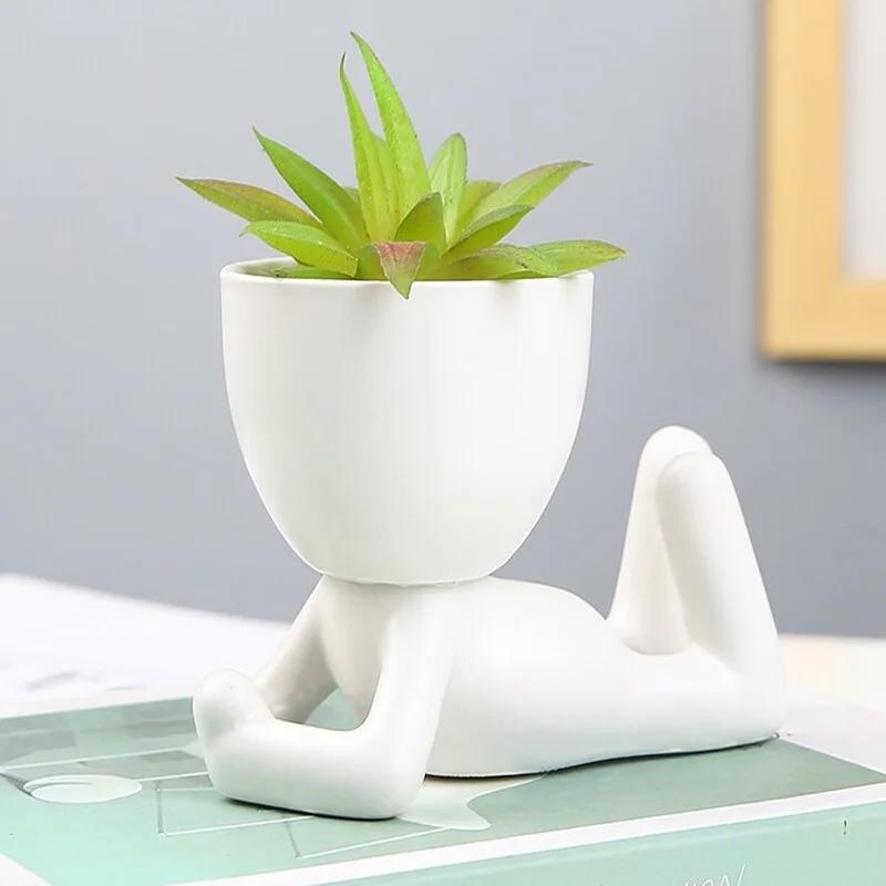 

Мини Декоративные Горшки для Растений в Форме Человека Керамические Кашпо для Суккулентов Милые Горшки для Кактусов и Цветов с Дренажем для Стола Дома as shows