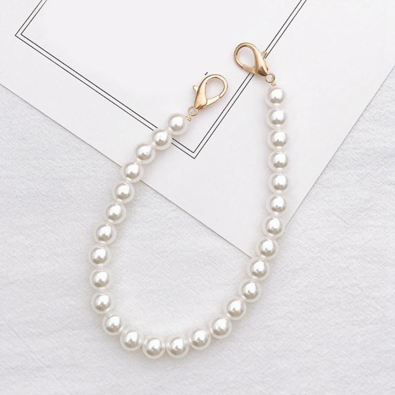 Pearls Chain Strap Short Purse Chain Replacement Pearls Handle Strap Beaded Purse Chains for Purse Handbag Wallet Phone