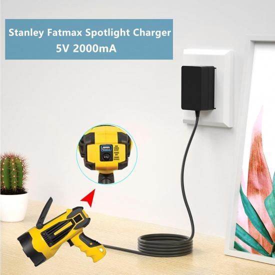 Замена для зарядного устройства прожектора Stanley Fatmax, совместимого с шнуром питания фонаря Stanley SL10LEDS SL10LEDSL 5V